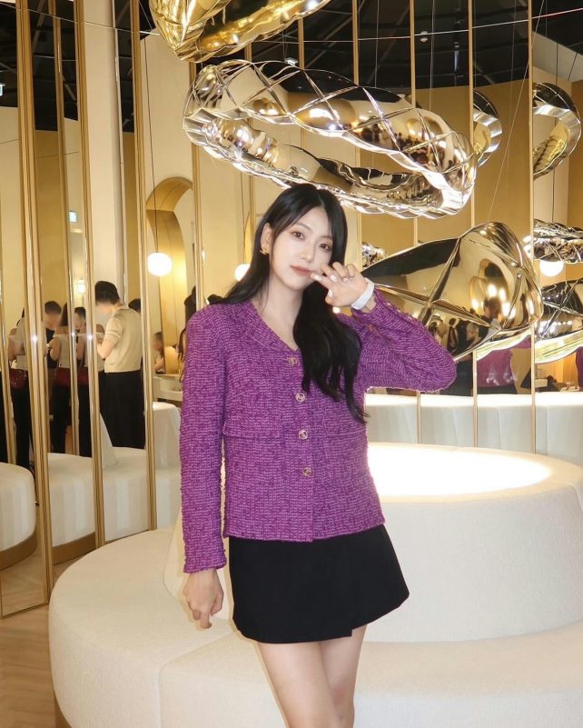 Jisoo sister Jin BTS resemblancewoman-purplejacket-miniskirt-stylish.