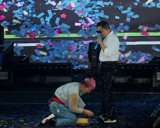 G-Dragon Psy Summer Swag 2025concert-performance-kneeling-confetti.